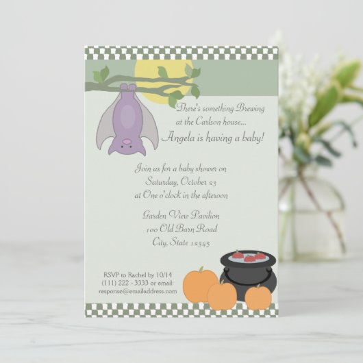Invitation Baby shower d'Halloween (Debout devant)