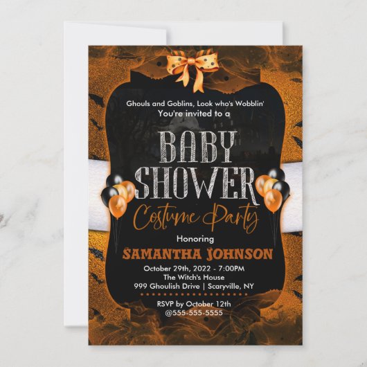 Invitation Baby shower d'Halloween (Devant)