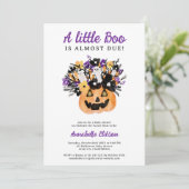 Invitation Baby shower d'Halloween à petits boeufs à fleurs c (Debout devant)