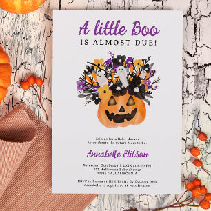 Invitation Baby shower d'Halloween à petits boeufs à fleurs c