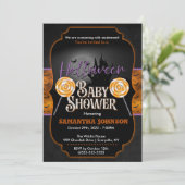 Invitation Baby shower d'Halloween avec chauves-so (Debout devant)