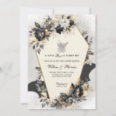 Invitation Baby shower d'Halloween Black et Gold Peonies (Devant)
