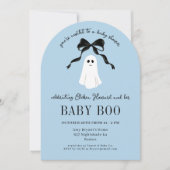 Invitation Baby shower d'Halloween Bleu Baby Boo Ghost (Devant)