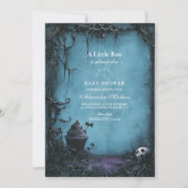 Invitation Baby shower d'Halloween bleu gothique (Devant)