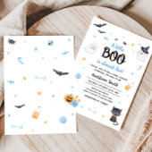 Invitation Baby shower d'Halloween Blue A Little Boo