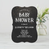 Invitation Baby shower d'Halloween chatte sorcière (Debout devant)