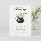 Invitation Baby shower d'Halloween chic 'un bébé brasse' (Debout devant)