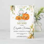 Invitation Baby shower d'Halloween citrouille (Debout devant)