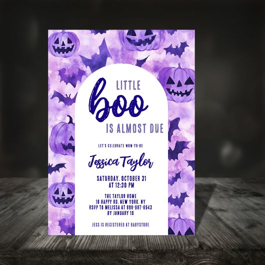 Invitation Baby shower d'Halloween Citrouille de chauve-souri
