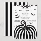 Invitation Baby shower d'Halloween Citrouille noir et blanc (Devant / Derrière)