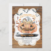 Invitation Baby shower d'Halloween citrouille rustique (Devant)
