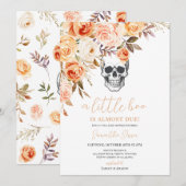 Invitation Baby shower d'Halloween crâne floral (Devant / Derrière)