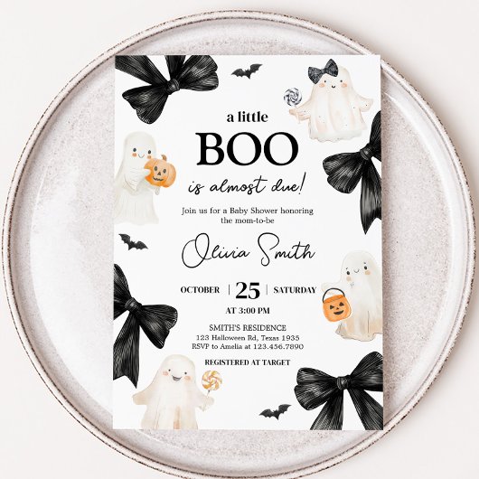 Invitation Baby shower d'Halloween de Ghost Little Boo