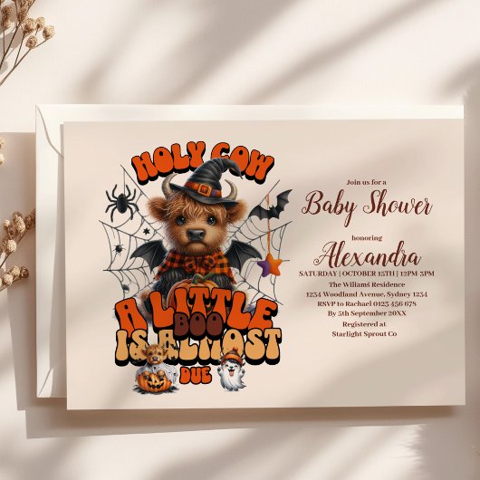 Invitation Baby shower d'Halloween de la Petite Vache Sainte