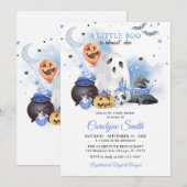 Invitation Baby shower d'Halloween de Little Boo (Devant / Derrière)