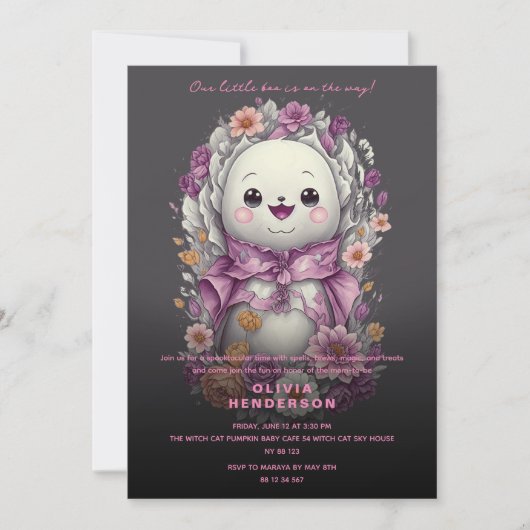Invitation Baby shower d'Halloween de Little Boo (Devant)