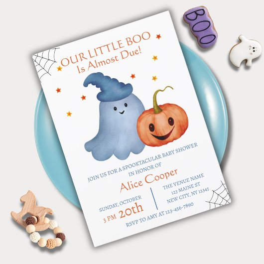 Invitation Baby shower d'Halloween de Little Boo Ghost Citrou