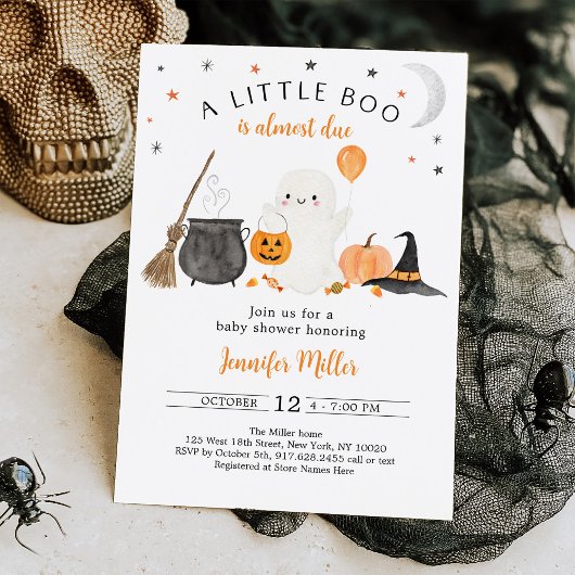 Invitation Baby shower d'Halloween de Little Boo Ghost Citrou