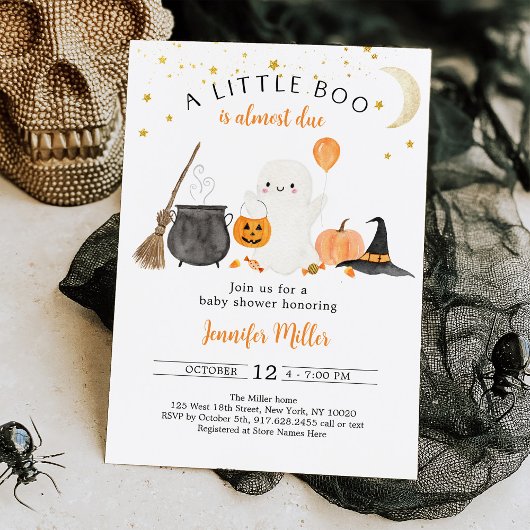 Invitation Baby shower d'Halloween de Little Boo Ghost Citrou