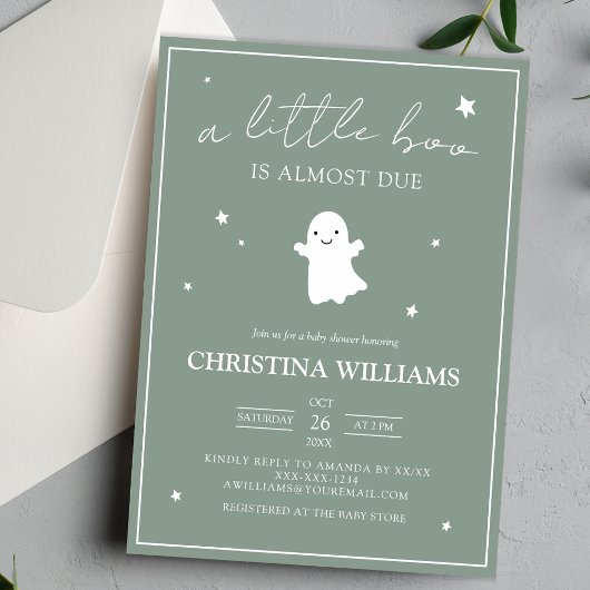 Invitation Baby shower d'Halloween de Little Boo neutre pour 