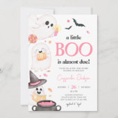 Invitation Baby shower d'Halloween de Little Boo rose (Devant)