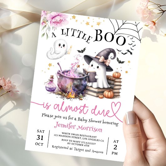 Invitation Baby shower d'Halloween de Little Boo rose