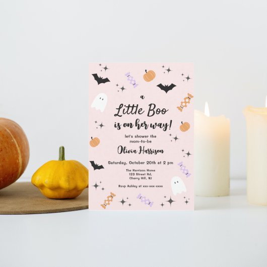 Invitation Baby shower d'Halloween de Little Boo rose