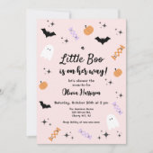 Invitation Baby shower d'Halloween de Little Boo rose (Devant)