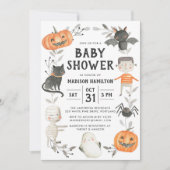 Invitation Baby shower d'Halloween des petits monstres (Devant)