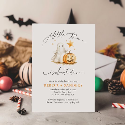 Invitation Baby shower d'Halloween du Citrouille fantôme mign