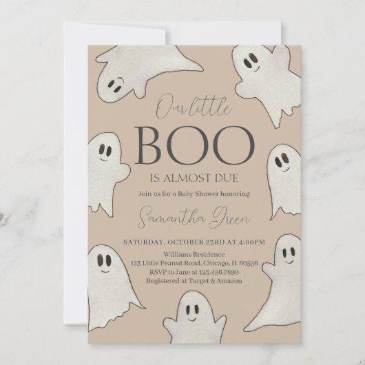 Invitation Baby shower d'Halloween éffrayant (Devant)