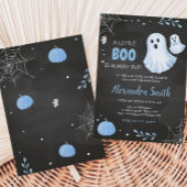Invitation Baby shower d'Halloween fantôme bleu