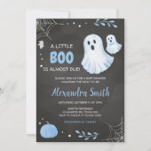 Invitation Baby shower d'Halloween fantôme bleu (Devant)