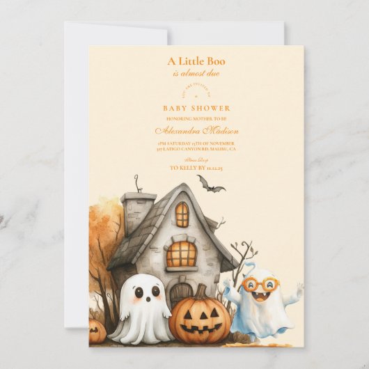 Invitation Baby shower d'Halloween fantôme neutre (Devant)