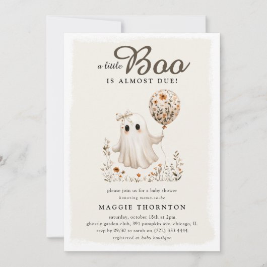 Invitation Baby shower d'Halloween floral Boho Fall Ghost (Devant)