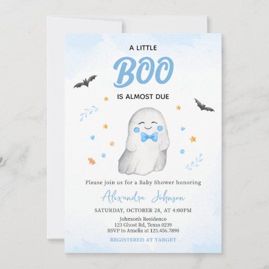 Invitation Baby shower d'Halloween Ghost (Devant)