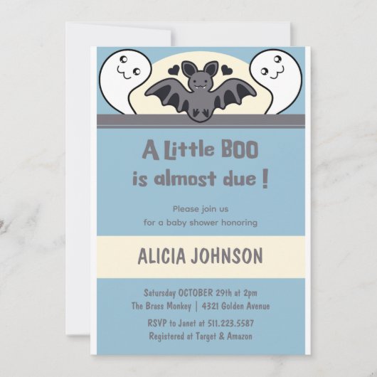 Invitation Baby shower d'Halloween Ghost Boy Cute (Devant)