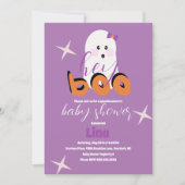Invitation Baby shower d'Halloween Ghost Cute Retro Script In (Devant)