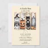 Invitation Baby shower d'Halloween gothique de chat fantôme (Devant)