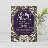 Invitation Baby shower d'Halloween gothique vintage (Debout devant)