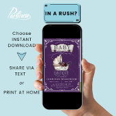 Invitation Baby shower d'Halloween gothique vintage violet