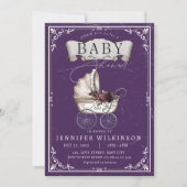 Invitation Baby shower d'Halloween gothique vintage violet (Devant)
