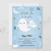 Invitation Baby shower d'Halloween Little Boo Blue Ghost (Devant)