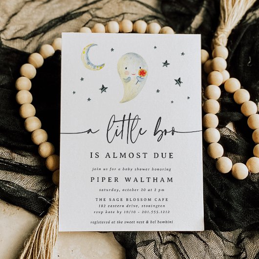 Invitation Baby shower d'Halloween Little Boo Cute Ghost