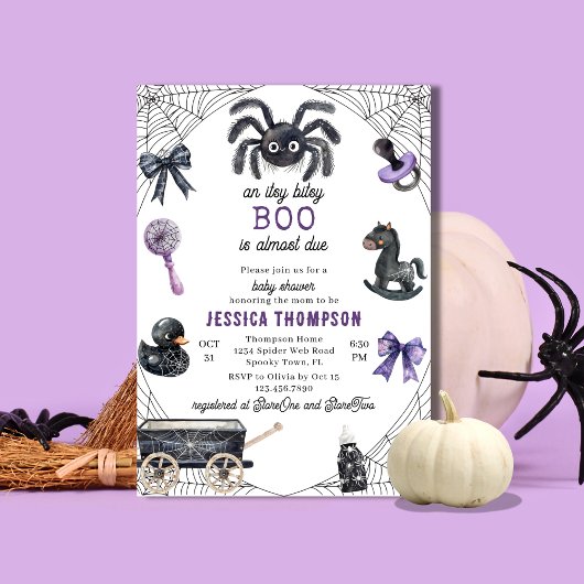 Invitation Baby shower d'Halloween Little Boo Itsy Bitsy Spid