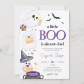 Invitation Baby shower d'Halloween Little Boo violet (Devant)