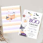 Invitation Baby shower d'Halloween Little Boo violet
