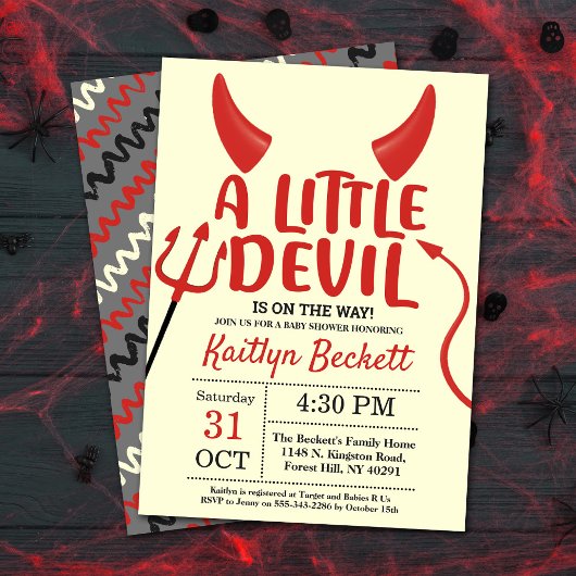 Invitation Baby shower d'Halloween Little Devil