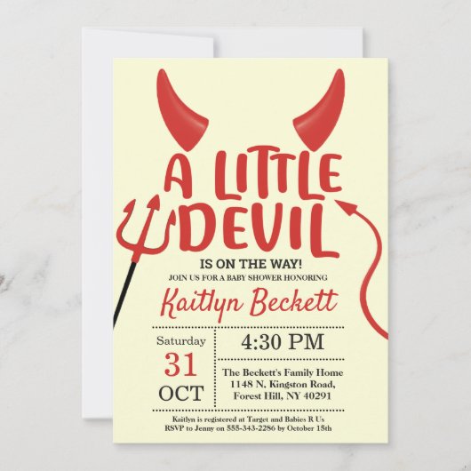 Invitation Baby shower d'Halloween Little Devil (Devant)