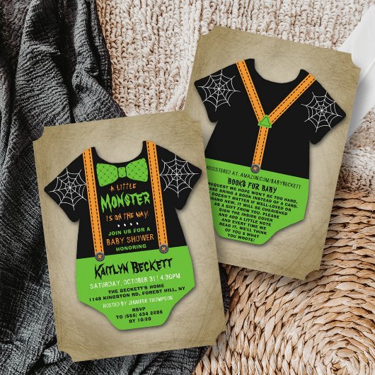 Invitation Baby shower d'Halloween "Little Monster" moderne